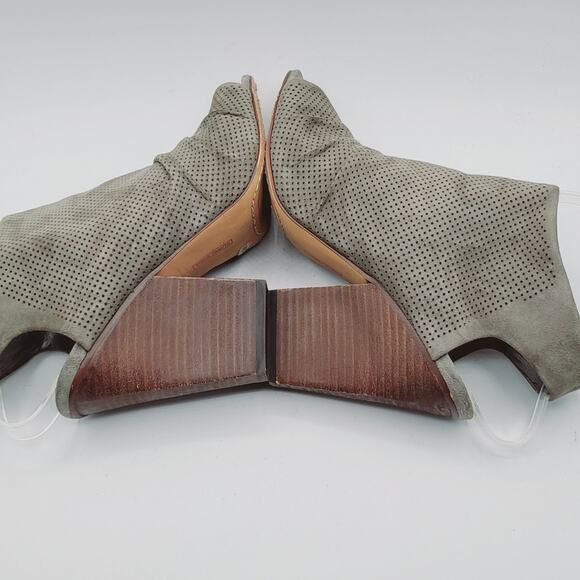Vince Camuto Kent VI Gray Soft Suede Leather Peep Toe 4" Heeled Booties Sze 8.5M - Picture 5 of 11